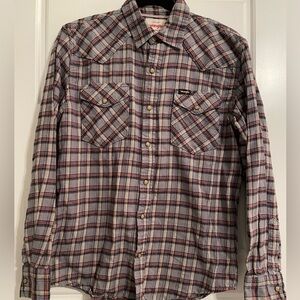Wrangler Red and Gray Plaid Casual Shirt